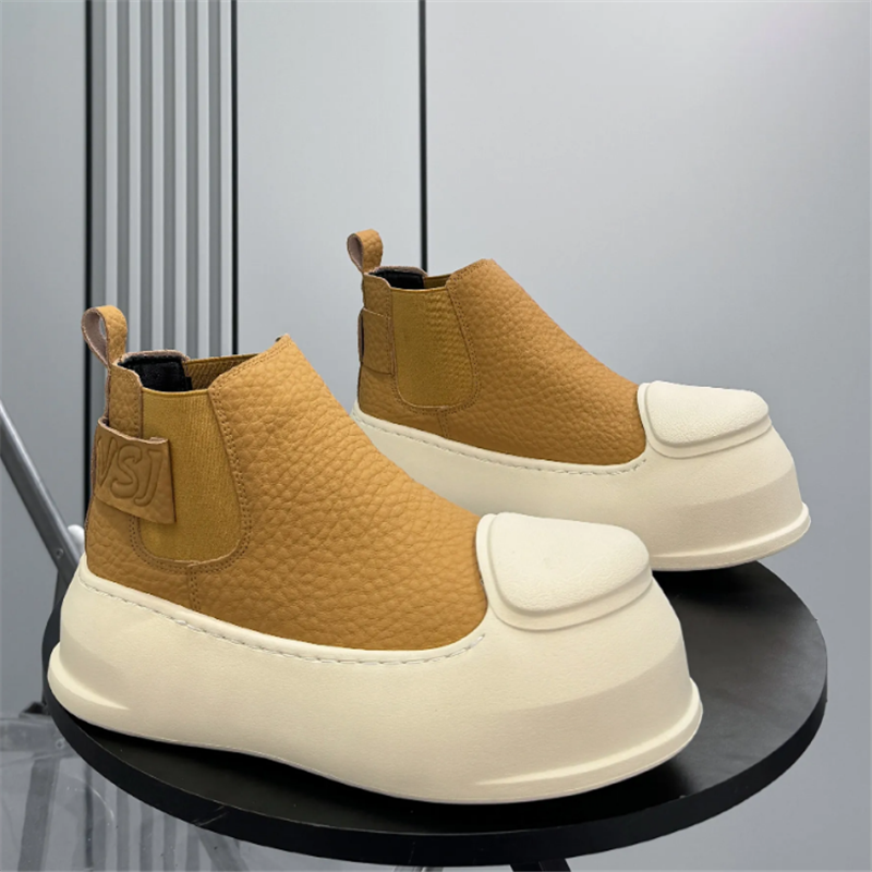 Men Shoes Trends - New Men's Round Toe Black Ankle