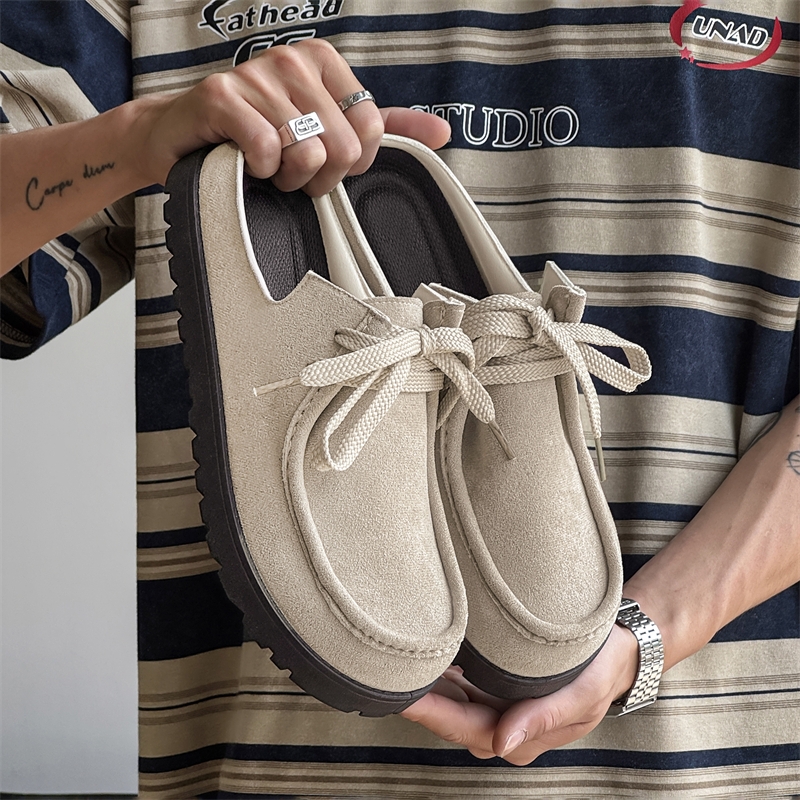 Men'S Shoes Loafers Casual - Fashion Men Half Slippers Suede Men