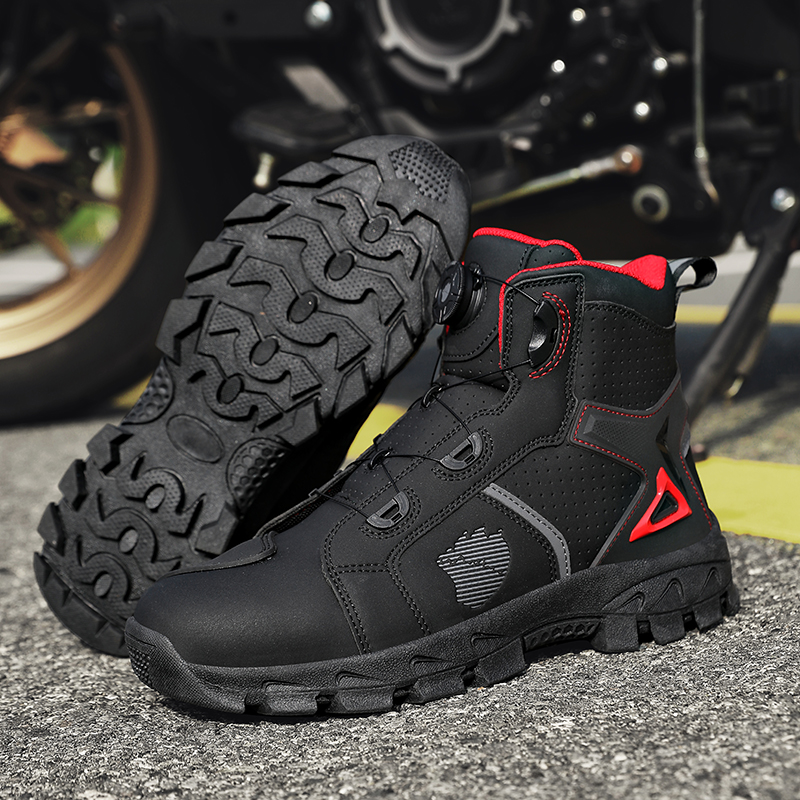 Boat Shoe Leather - Professional Men's Motorcycle Boots Off-Road Racing