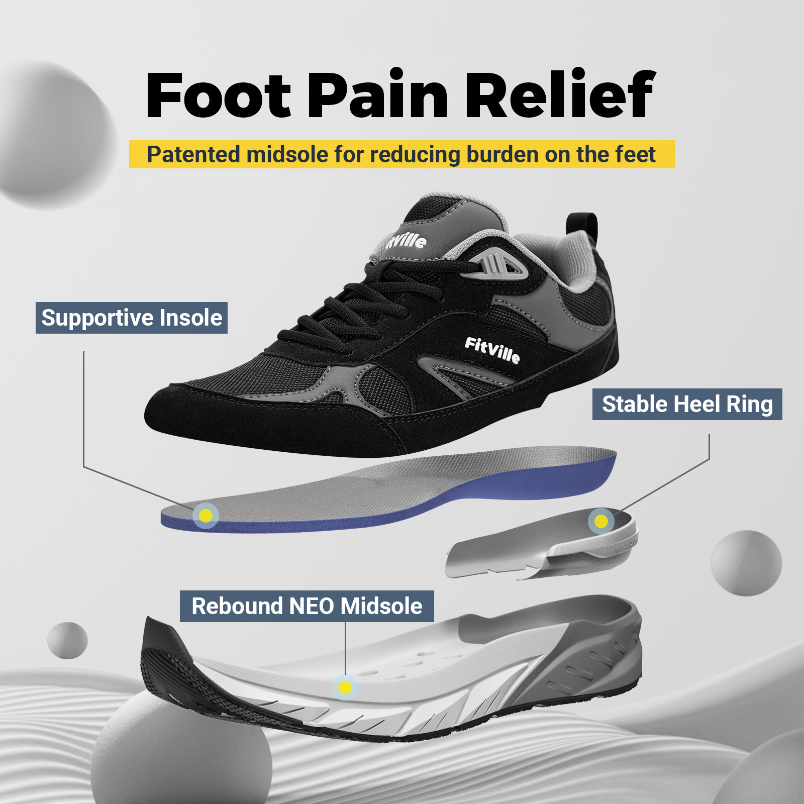 Fitville Walking Shoes Wide Me - Men'S Shoes For Gym recension och pris
